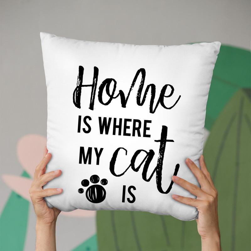Home Is Where My Cat Is Throw Pillow By Little Pitti