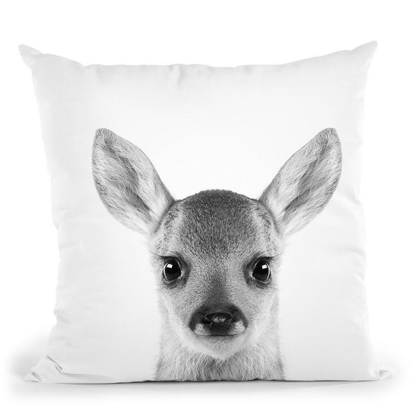 Baby Deer2 Bw Throw Pillow By Little Pitti