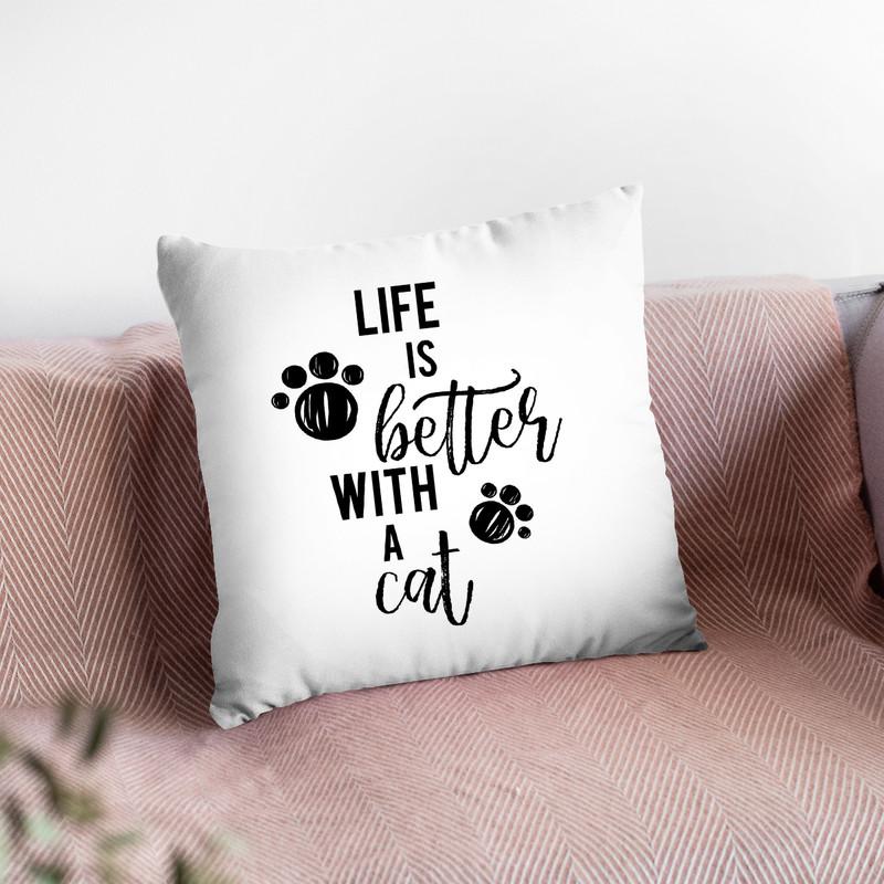 Life Is Better With A Cat Throw Pillow By Little Pitti