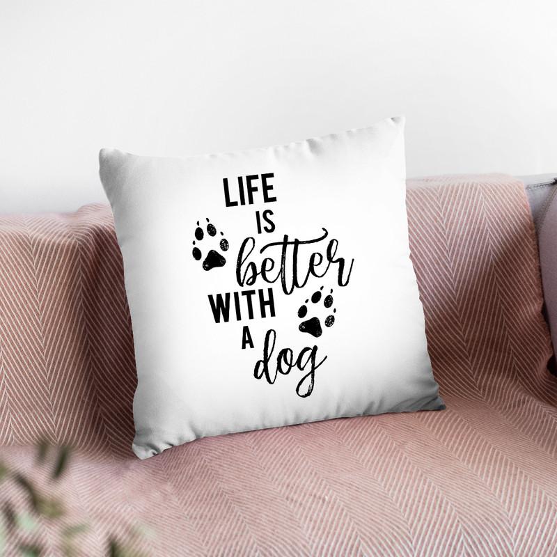 Life Is Better With A Dog Throw Pillow By Little Pitti