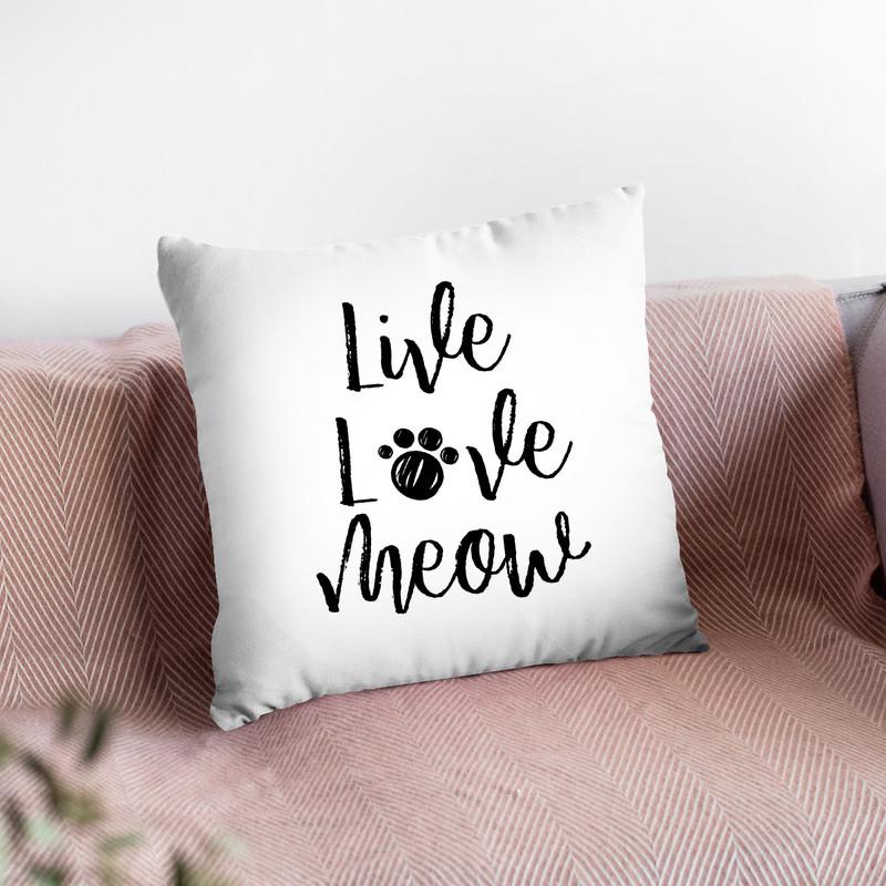 Live Love Meow Throw Pillow By Little Pitti