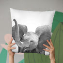 Baby Elephant Bw Throw Pillow By Little Pitti