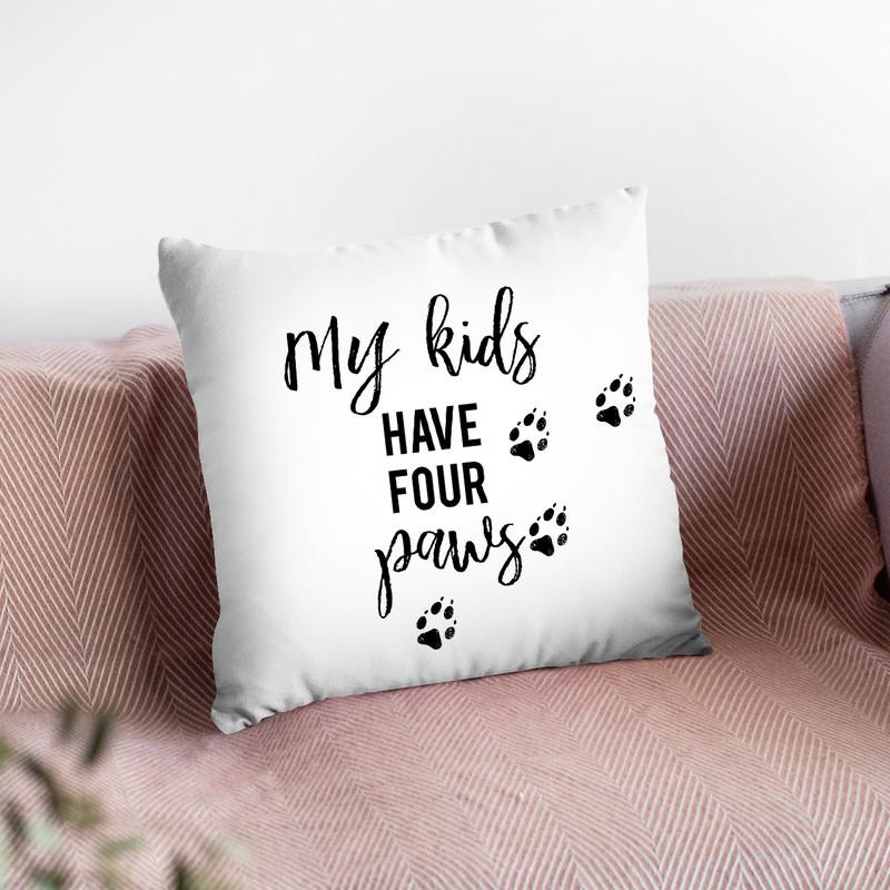 My Kids Have Four Paws Throw Pillow By Little Pitti