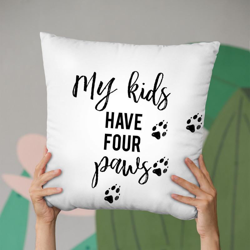 My Kids Have Four Paws Throw Pillow By Little Pitti