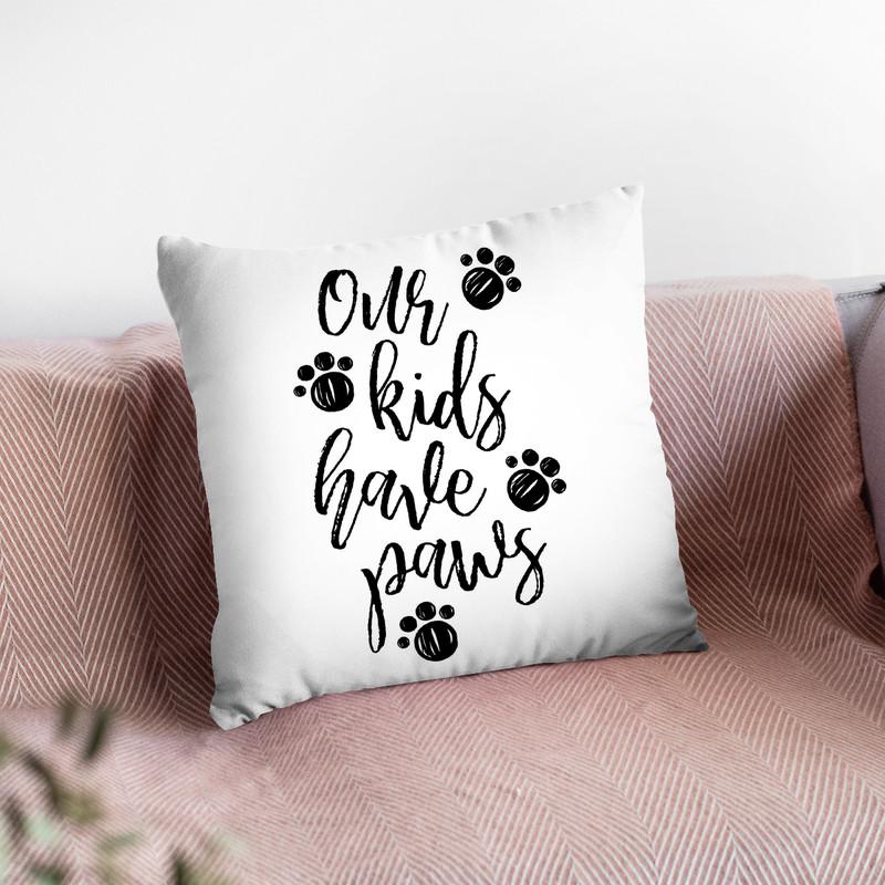 Our Kids Have Paws Throw Pillow By Little Pitti