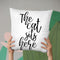 The Cat Sits Here Throw Pillow By Little Pitti