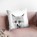 Baby Fox Bw Throw Pillow By Little Pitti