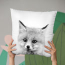 Baby Fox Bw Throw Pillow By Little Pitti