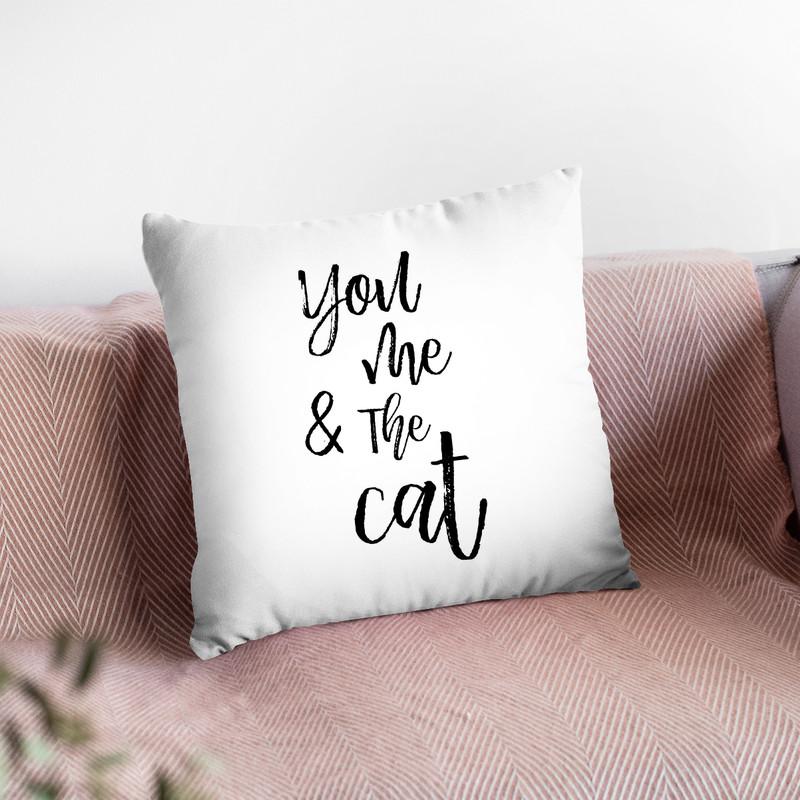 You Me And The Cat Throw Pillow By Little Pitti