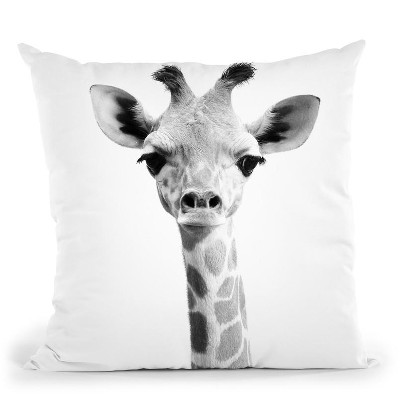 Baby Giraffe Bw Throw Pillow By Little Pitti
