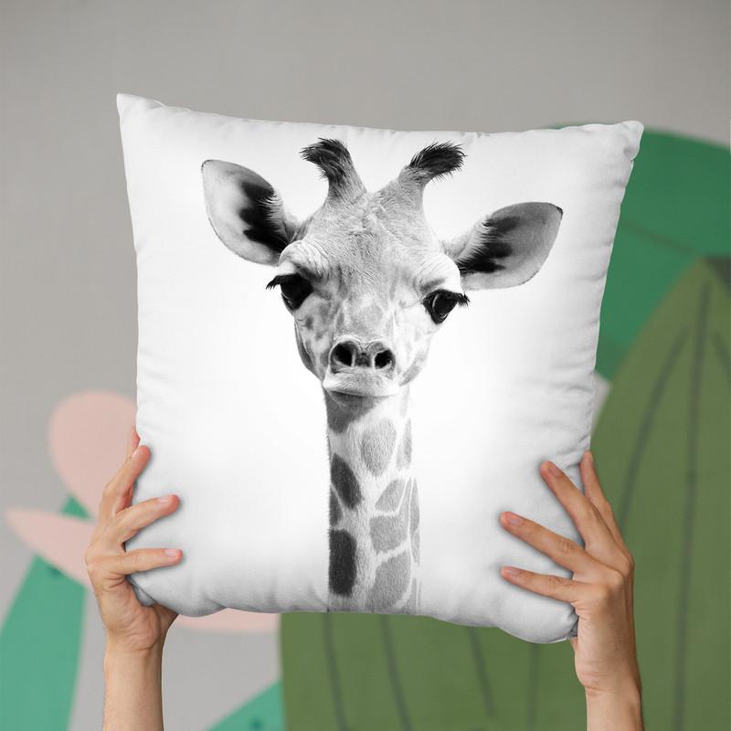Baby Giraffe Bw Throw Pillow By Little Pitti