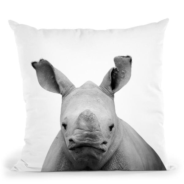 Baby Rhino Bw Throw Pillow By Little Pitti