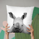 Baby Rhino Bw Throw Pillow By Little Pitti