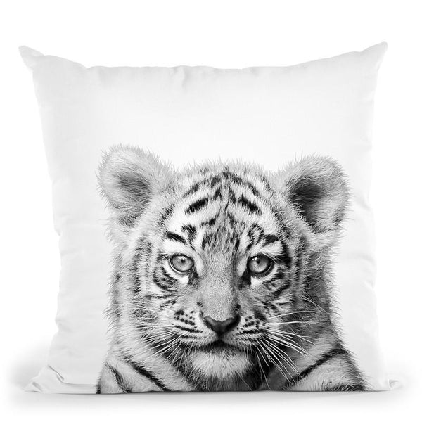 Baby Tiger Bw Throw Pillow By Little Pitti