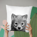 Baby Wolf Bw Throw Pillow By Little Pitti