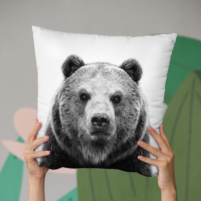 Bear Bw Throw Pillow By Little Pitti