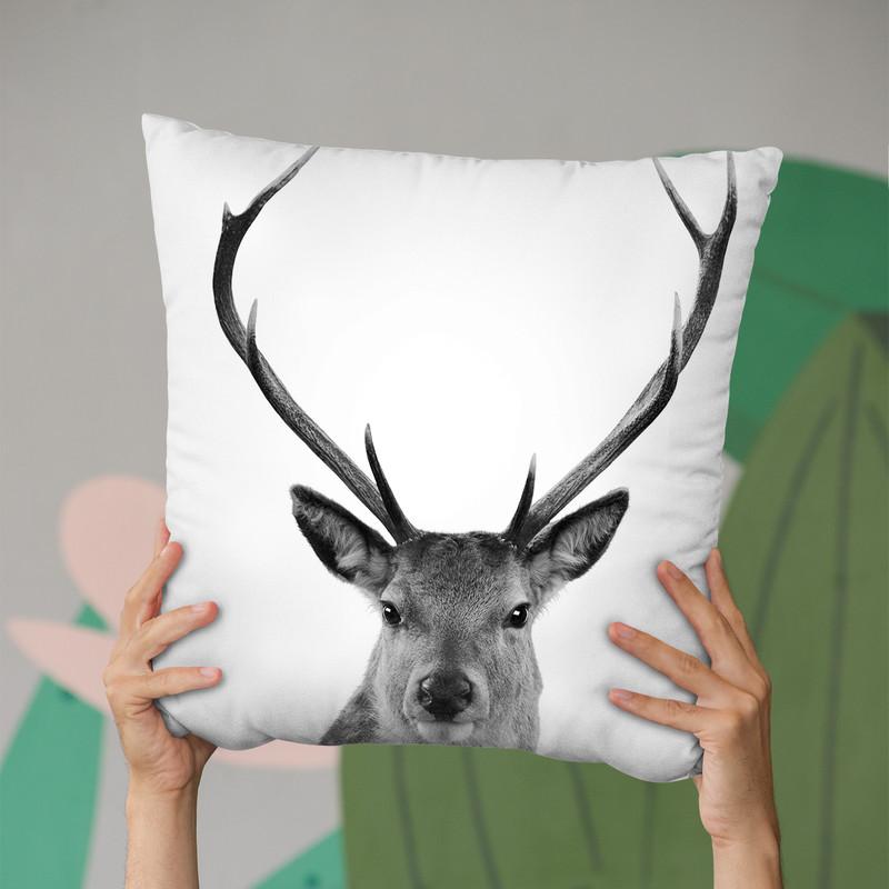 Deer Bw Throw Pillow By Little Pitti
