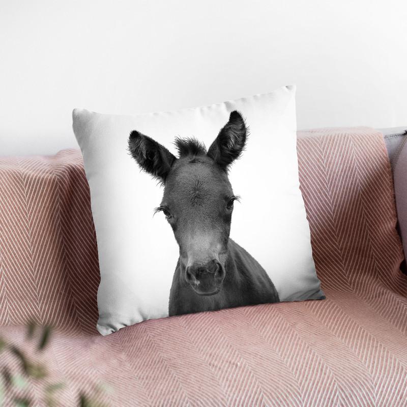 Foal Bw Throw Pillow By Little Pitti