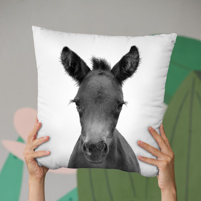 Foal Bw Throw Pillow By Little Pitti