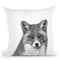 Fox Bw Throw Pillow By Little Pitti