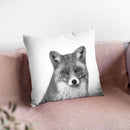 Fox Bw Throw Pillow By Little Pitti