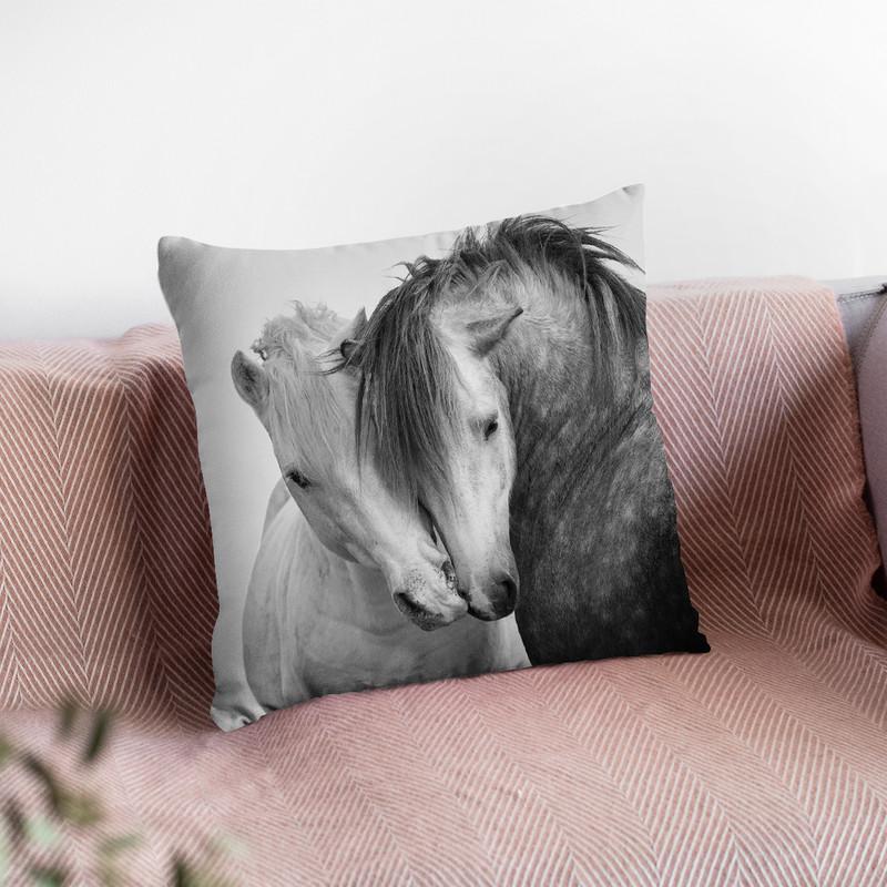 Horse2 Bw Throw Pillow By Little Pitti