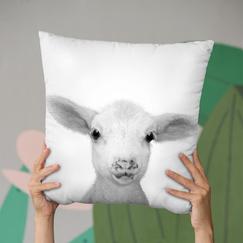 Lamb Bw Throw Pillow By Little Pitti