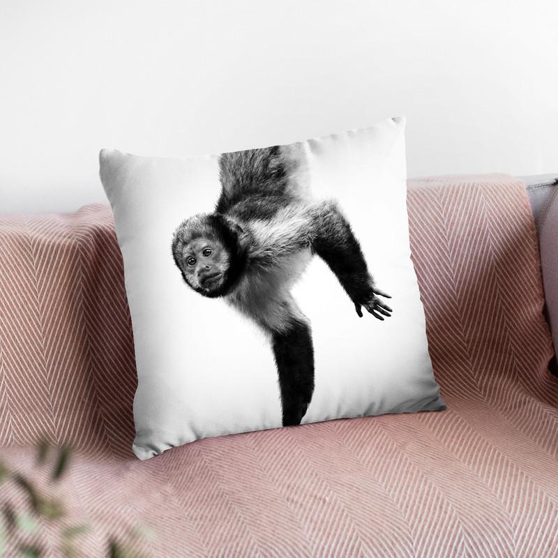 Monkey Bw Throw Pillow By Little Pitti