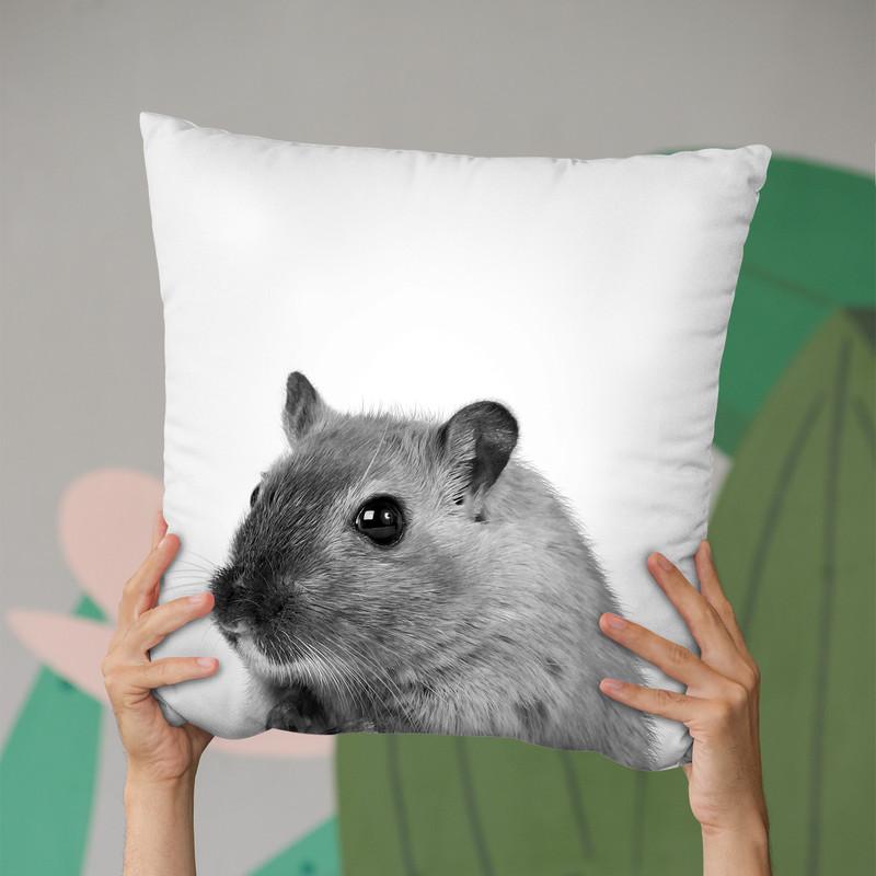 Mouse Bw Throw Pillow By Little Pitti