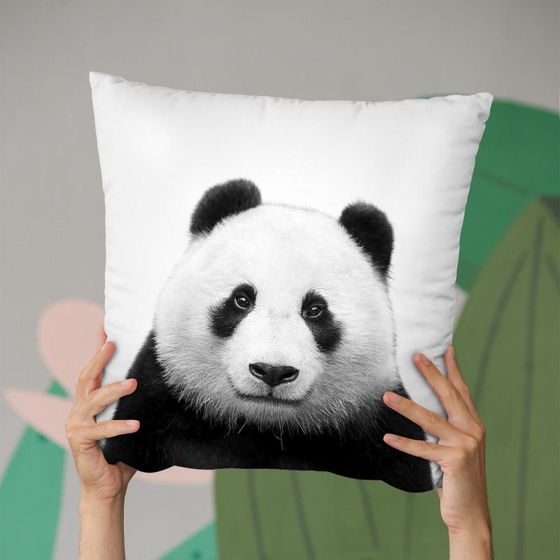 Panda Bw Throw Pillow By Little Pitti