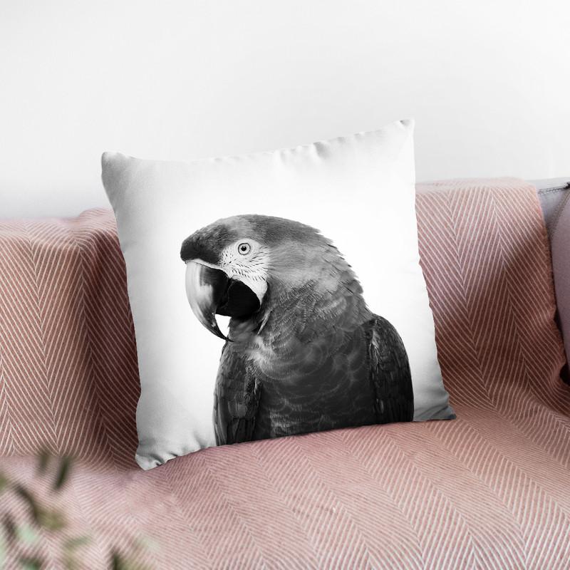 Parrot1 Bw Throw Pillow By Little Pitti