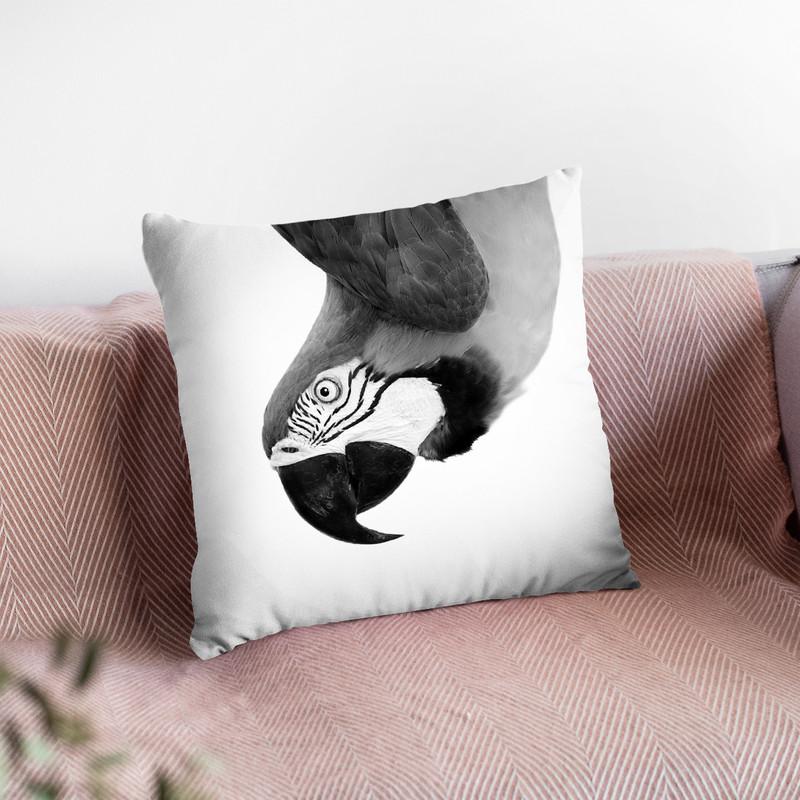 Parrot2 Bw Throw Pillow By Little Pitti