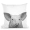 Pig Bw Throw Pillow By Little Pitti