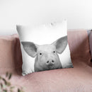 Pig Bw Throw Pillow By Little Pitti