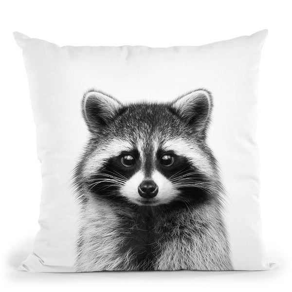 Raccoon Bw Throw Pillow By Little Pitti