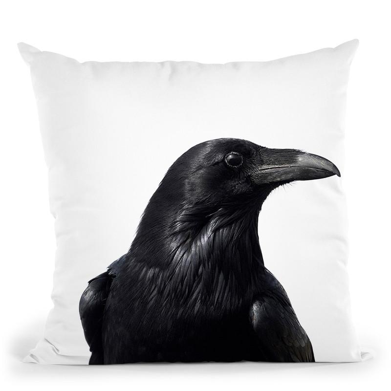 Raven Bw Throw Pillow By Little Pitti