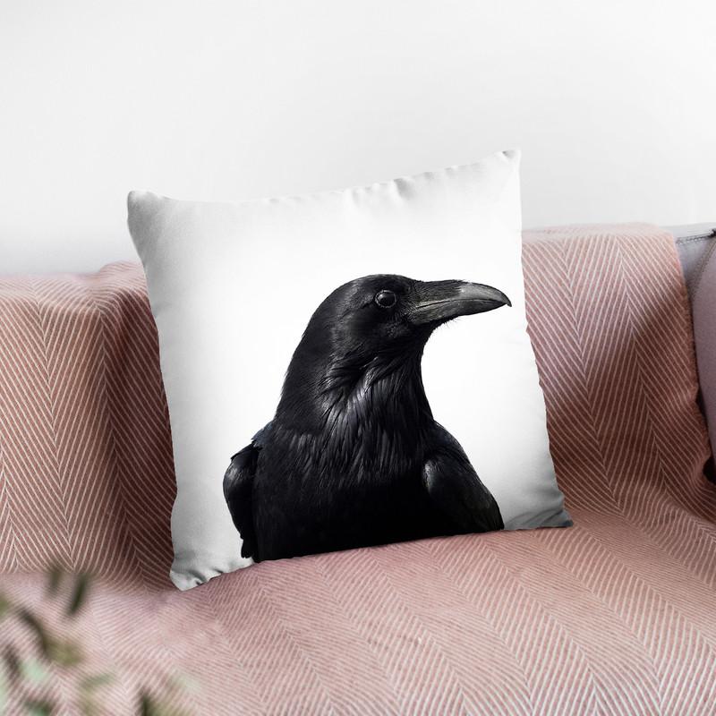 Raven Bw Throw Pillow By Little Pitti