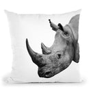 Rhino Bw Throw Pillow By Little Pitti