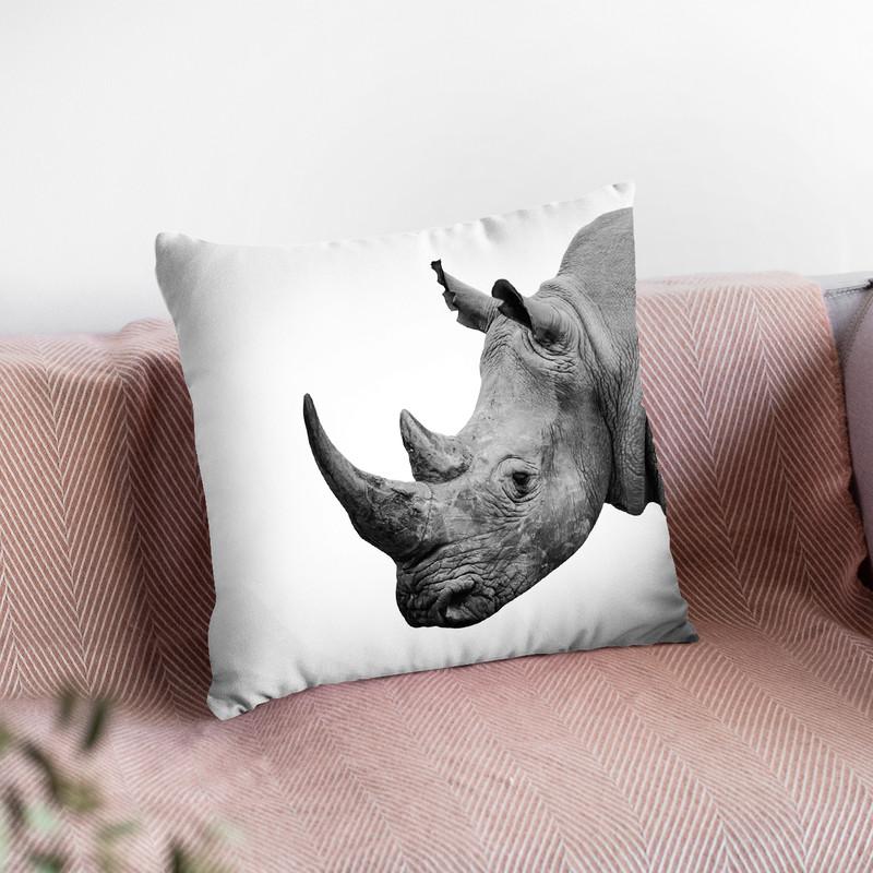 Rhino Bw Throw Pillow By Little Pitti