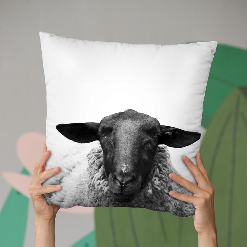 Sheep Bw Throw Pillow By Little Pitti