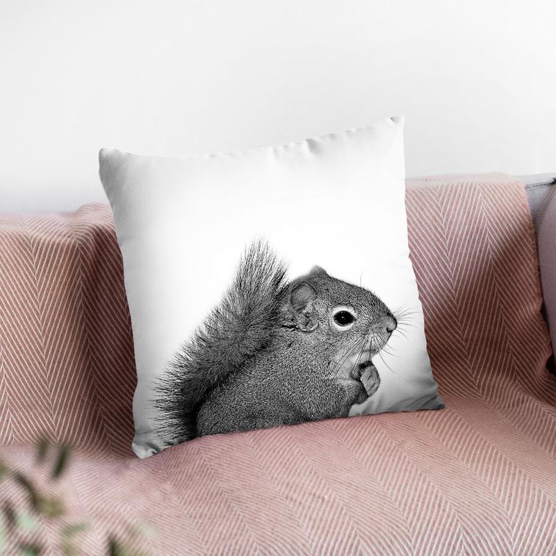 Squirrel Bw Throw Pillow By Little Pitti