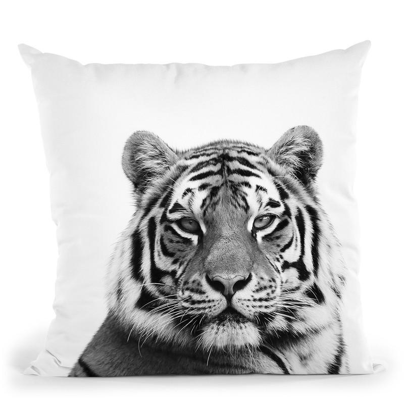 Tiger Bw Throw Pillow By Little Pitti