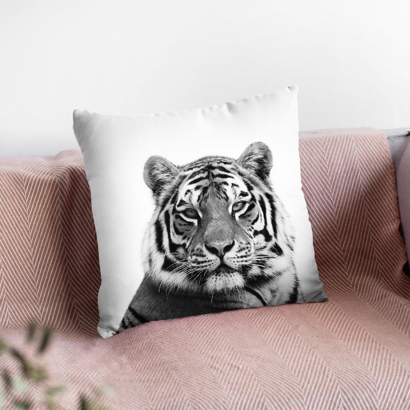Tiger Bw Throw Pillow By Little Pitti