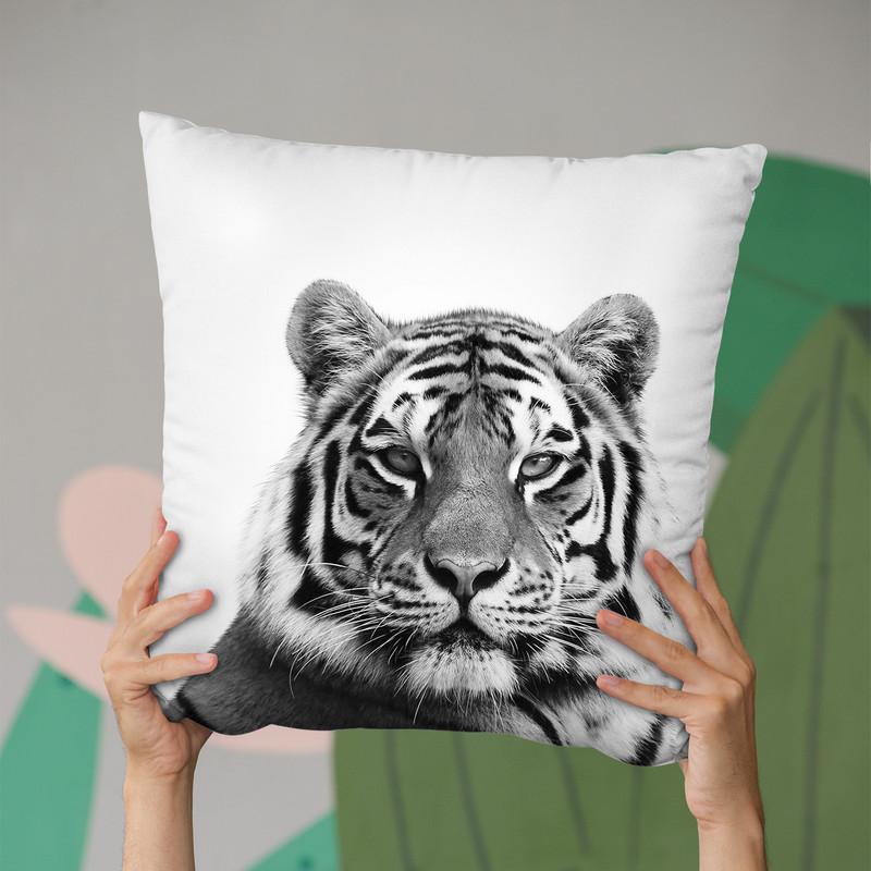 Tiger Bw Throw Pillow By Little Pitti