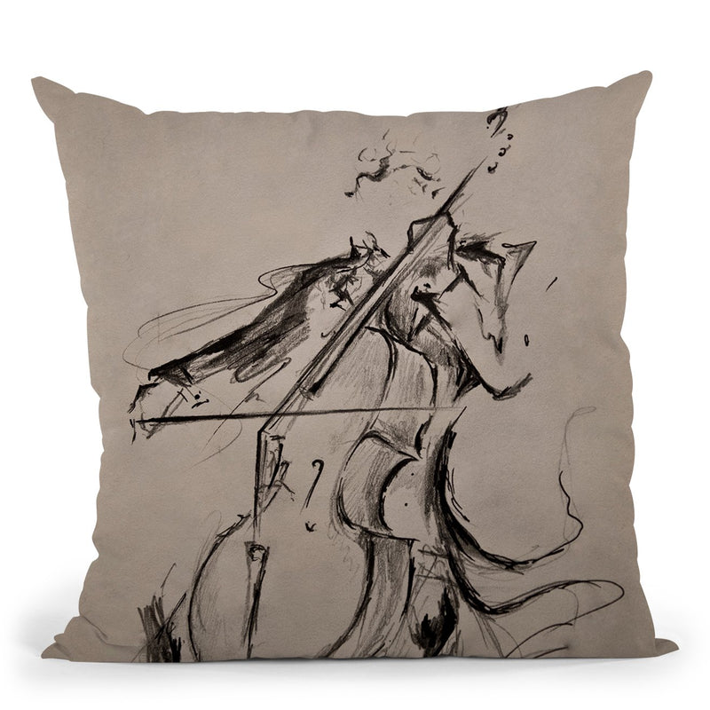 The Cellist Throw Pillow By Marc Allante