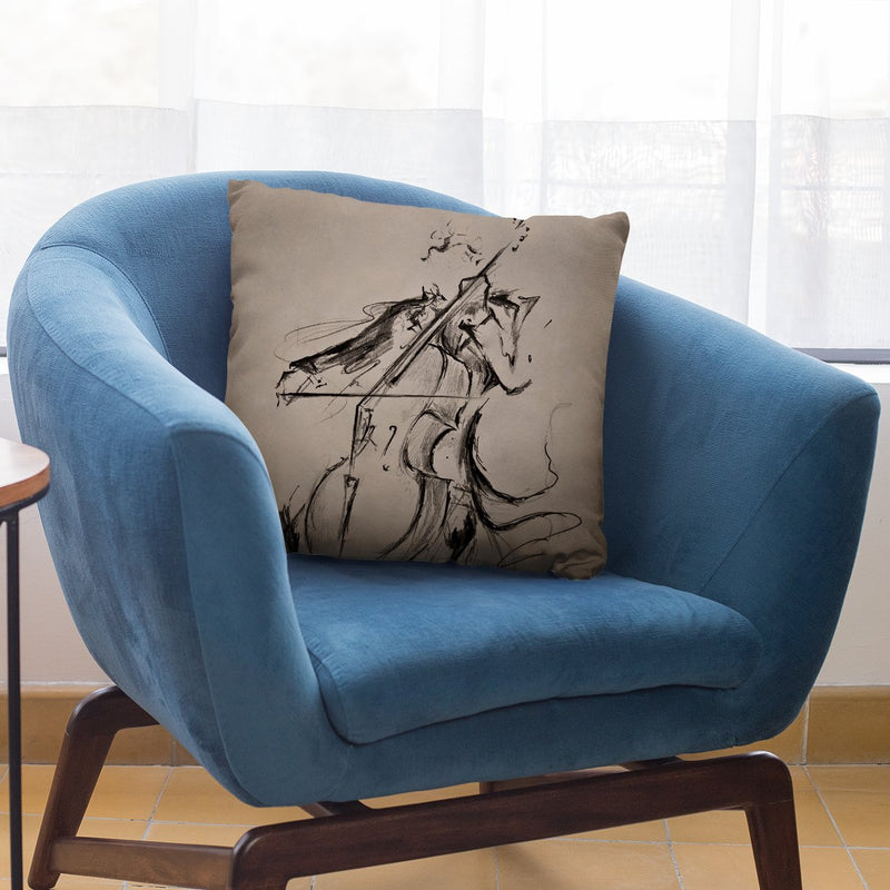 The Cellist Throw Pillow By Marc Allante
