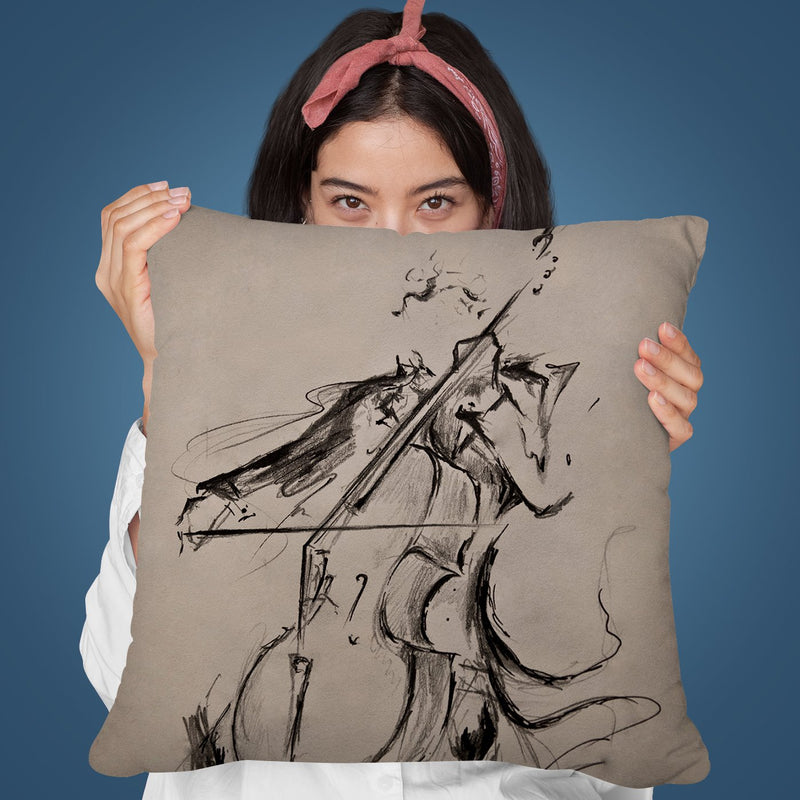 The Cellist Throw Pillow By Marc Allante