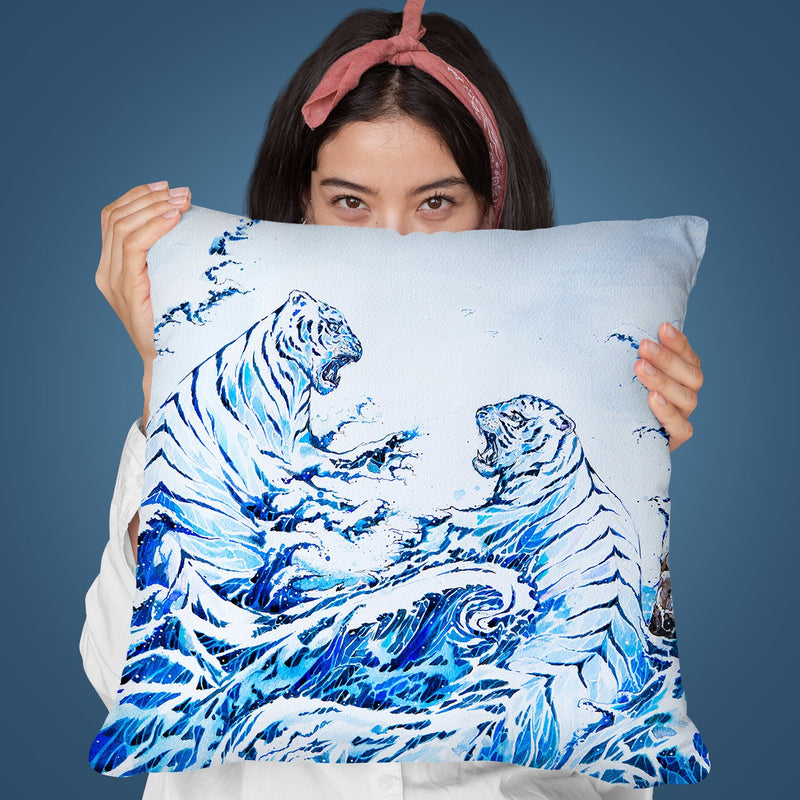 The Crashing Waves Throw Pillow By Marc Allante