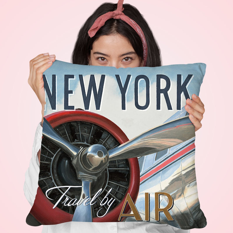 Travel By Air Ii Throw Pillow by Marco Fabiano
