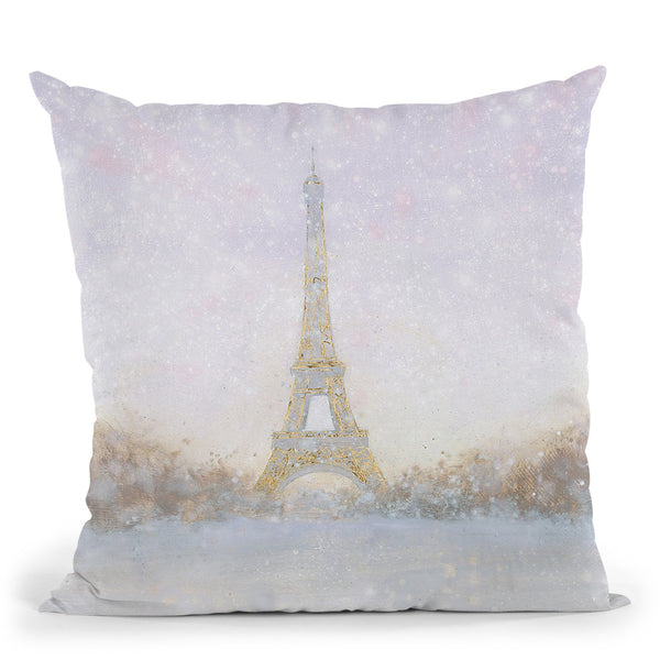 Eiffel With Gold Throw Pillow by Marco Fabiano